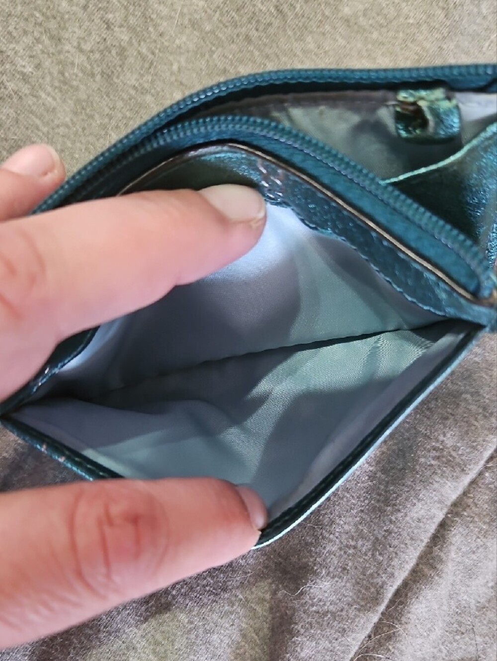Coach Metallic Teal Embossed Leatherware 1941 Coin Pouch/Card Case/Wristlet - Picture 5 of 9